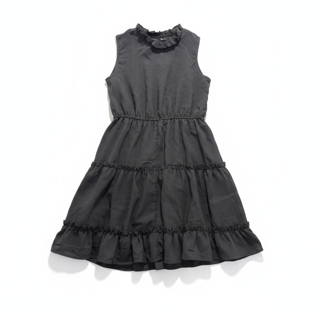 SHEIN M Black Tiered Mini Dress Womens Boho Casual Sleeveless Ruffle Neck